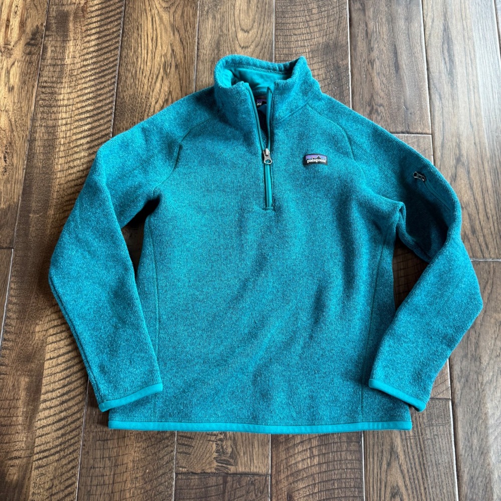 Patagonia Kids Better Sweater 1/4 Zip Fleece Pullover Teal Heather Size M 10